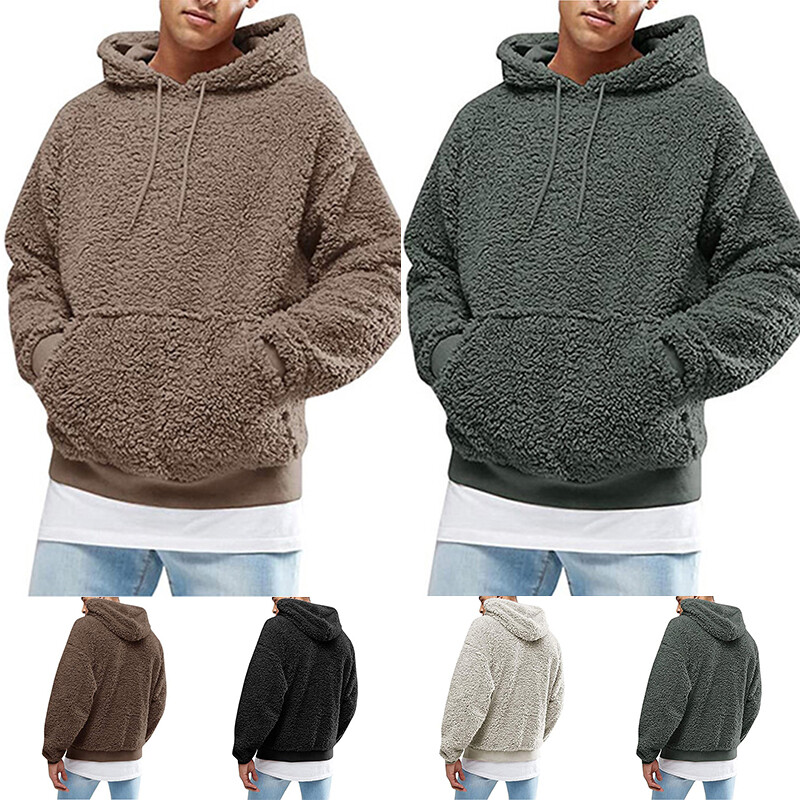 Men's Fluffy Fleece Sweatshirt Hooded 